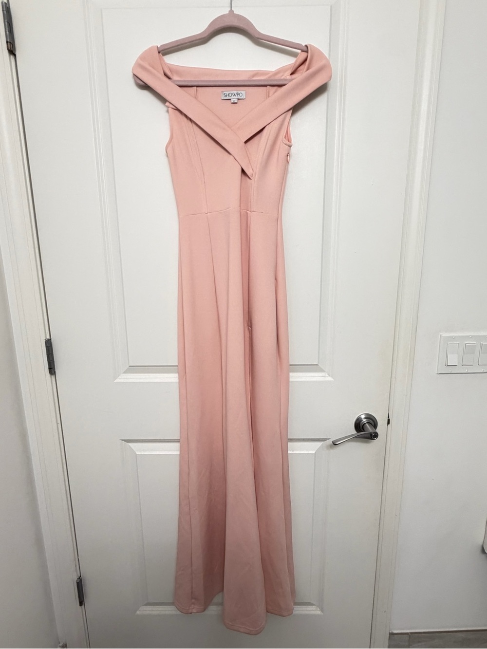 Showpo Blush Pink Off-Shoulder Maxi Dress